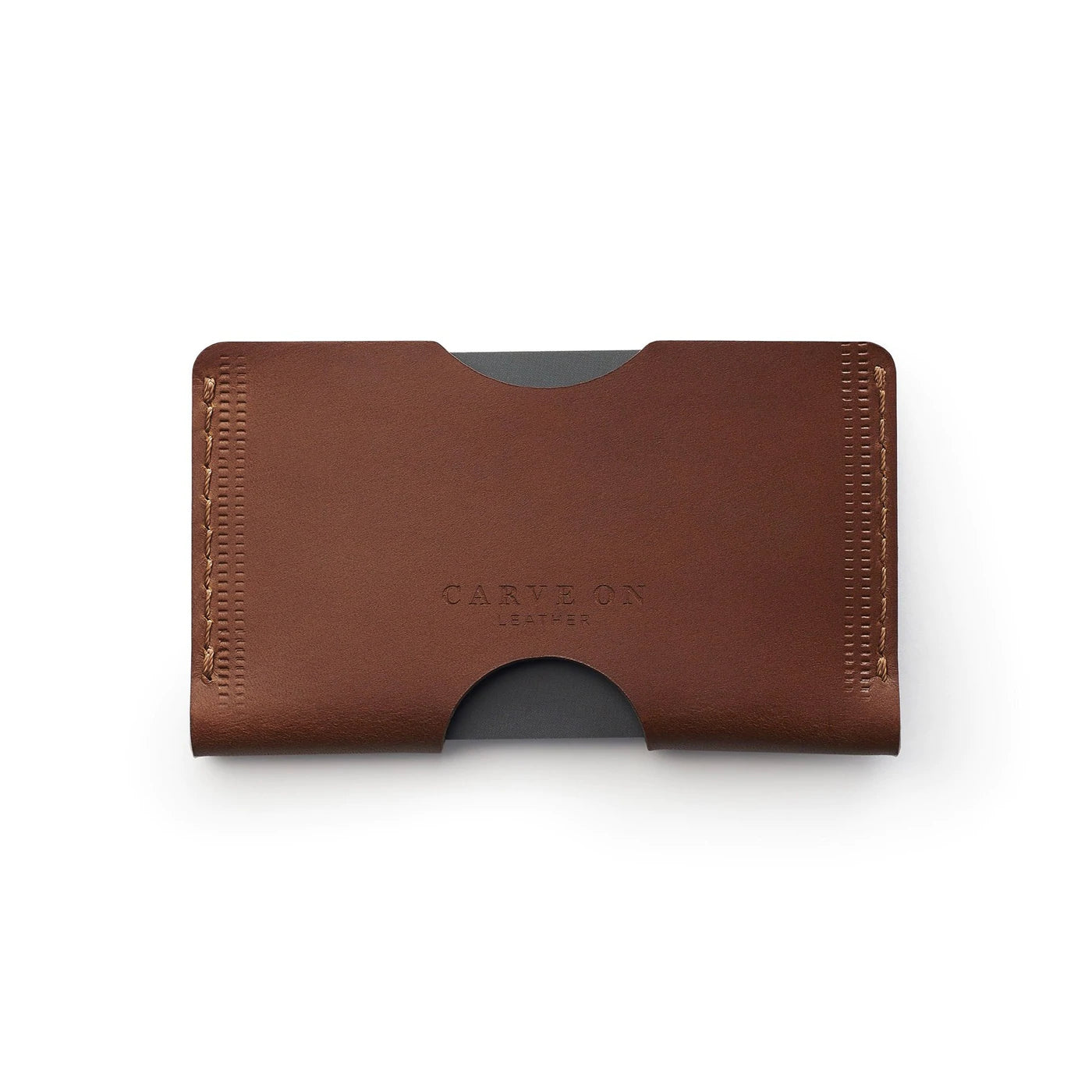 Dark Brown full-grain leather landscape card holder — personalised — CarveOn, made in Ireland#Color_Dark Brown