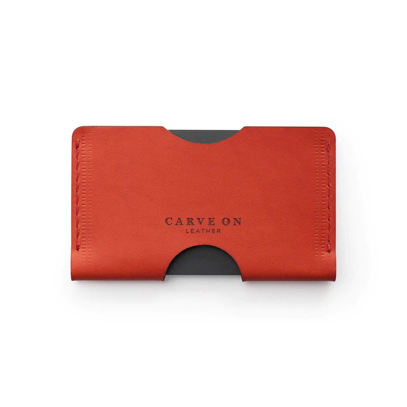 Full-grain leather landscape card holder — personalised — CarveOn, made in Ireland#Color_Red